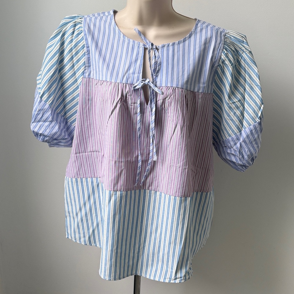 Easel 100% Cotton Stripe Shirt Top Large NWT